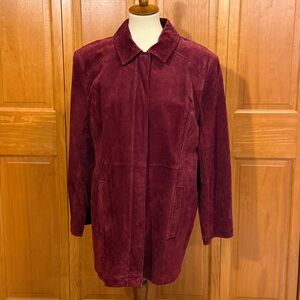 Vintage Cherokee Washable Suede Long Jacket in Wine Color